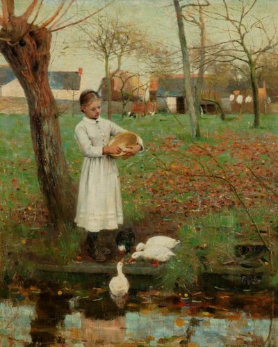 Ördekleri beslemek by William Edward Stott