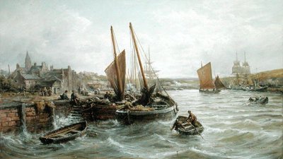Peel Harbour, Man Adası sınırlarındaki Balıkçı Tekneleri by William Edward Webb