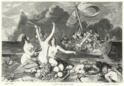 Ulysses ve Sirenler (gravür) by William Ellis