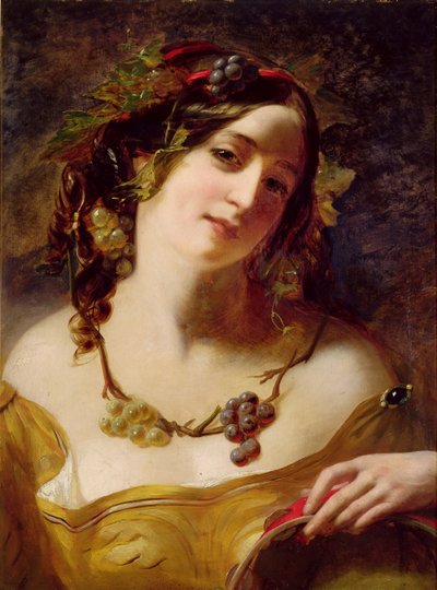 Bir Bacchante (değirmen tahtası üzerine yağlıboya) by William Etty
