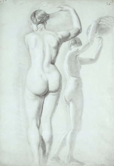 Figür çalışmaları (kağıt üzerine kalem) by William Etty