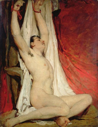 Erkek Çıplak, Kolları Yukarı Uzatılmış by William Etty