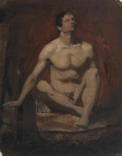 Oturan Erkek Çıplak, Önden Görünüm by William Etty