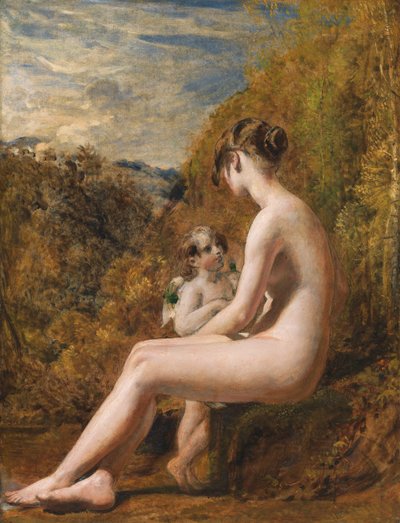 Venüs ve Aşk Tanrısı (değirmen tahtasında yağ) by William Etty