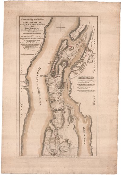 Sauthier tarafından New York Adası'nın Kuzey Kısmının Topografik Haritası by William Faden