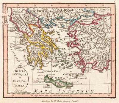 Antik Yunan. Ege Denizi. Anadolu. Harita. by William Faden