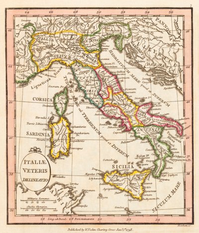 Antik İtalya. Harita. by William Faden
