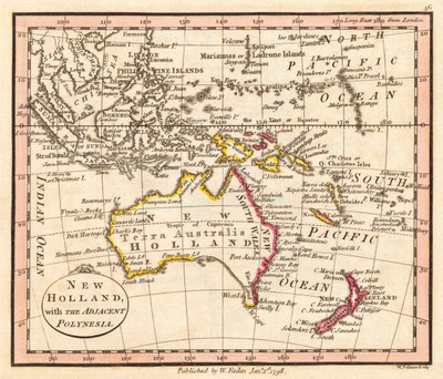 Avustralya ve Yeni Zelanda. Yeni Hollanda. Harita. by William Faden