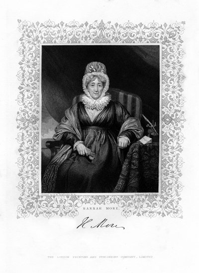 Hannah More, İngiliz dini yazar ve hayırsever, 19. yüzyıl. by William Finden