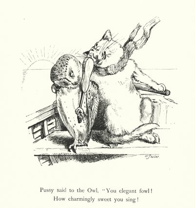 Baykuş Ve Kedi (gravür) by William Foster