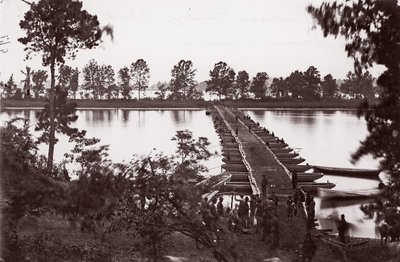 James Nehri üzerindeki Pontoon köprüsü, yaklaşık. 1864. by William Frank Browne