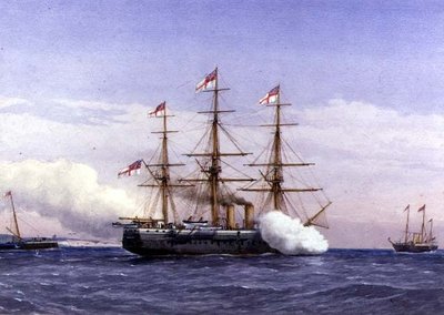 H.M.S. Bacchante ile H.M. Yat Osborne by William Frederick Mitchell