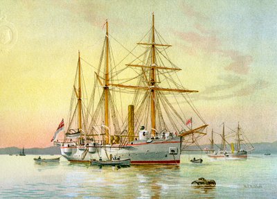 HMS Bramble, Kraliyet Donanması 1. sınıf savaş gemisi, c1890-c1893. by William Frederick Mitchell