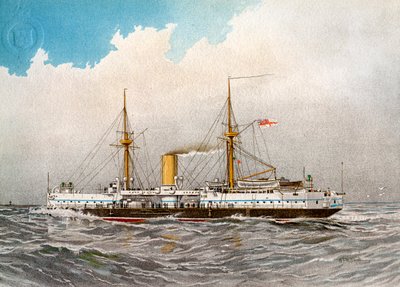 HMS Colossus, Kraliyet Donanması 2. sınıf savaş gemisi, c1890-c1893 by William Frederick Mitchell