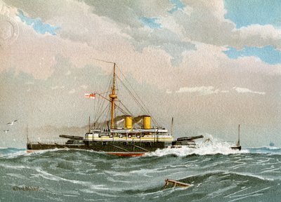 HMS Rodney, Kraliyet Donanması 1. sınıf savaş gemisi, c1890-c1893 by William Frederick Mitchell