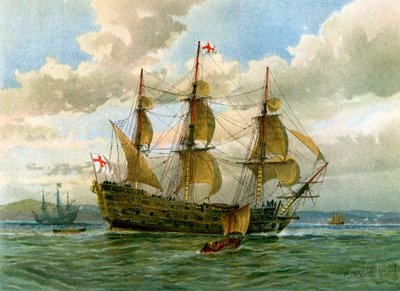 Kraliyet Donanması savaş gemisi, c1650 c1890-c1893. by William Frederick Mitchell