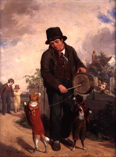 Gezici Oyuncu (panelde yağlı boya) by William Frederick Witherington