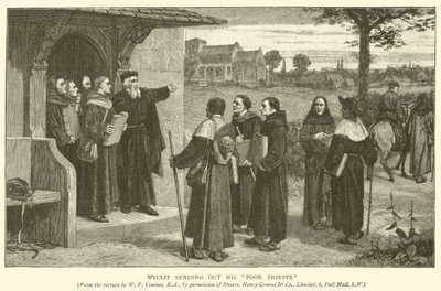Wyclif zavallı rahiplerini gönderiyor by William Frederick Yeames