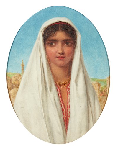 Bir Arap Kızın Portresi (panelde yağlı boya) by William Gale