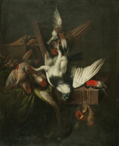 Ölü Güvercin, İspinoz ve Şahin Davlumbazları ile natürmort (tuval üzerine yağlı boya) by William Gowe Ferguson