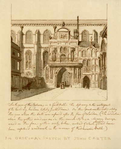 Guildhall girişinin güney görünümü, Londra Şehri, 18. yüzyıl 1886. by William Griggs