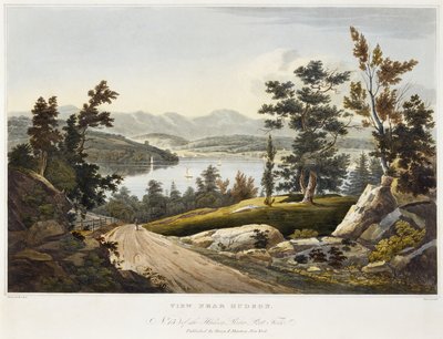 View near Hudson, 1822 (aquatint on paper with hand-colouring) by William Guy after Wall