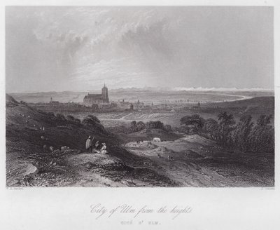 Yükseklerden Ulm Şehri (gravür) by William H. Bartlett