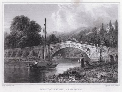 Bath yakınlarındaki Weston Köprüsü (gravür) by William H. Bartlett