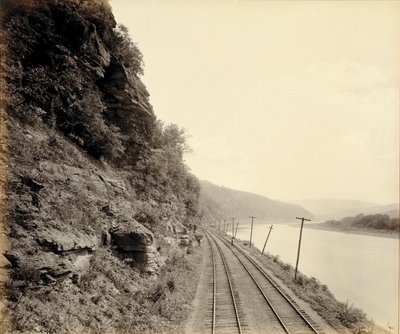 Katedral Kayalıkları, Meshoppen yakınlarındaki Susquehanna Nehri, Lehigh Valley Demiryolu için by William H. Rau