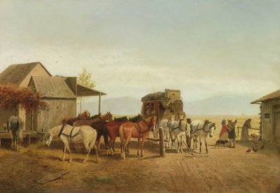 California Posta Arabası Durdurma, 1875 by William Hahn