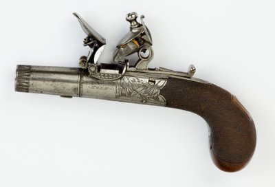 Kutu Kilitli Çakmaklı Cep Tabancası, c.1820 (çelik, gümüş ve ceviz ağacı) by William Hale