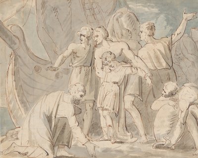 Erkekler ve Bir Oğlan Yakınında Bir Gemi Recto ile Tarihsel Konu..., 1770-80. by William Hamilton