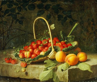 Bir Taş Çıkıntıda Şeftalili Çilek Sepeti, 1856 by William Hammer