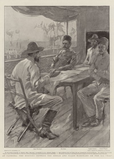 Fashoda'da, SS Dal'da Sirdar ve Binbaşı Marchand arasındaki Toplantı by William Hatherell
