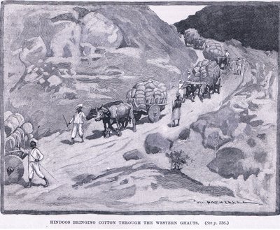 ಹಿಂದೂಗಳು ಹತ್ತಿಯನ್ನು ಪಶ್ಚಿಮ ಘಟ್ಟಗಳ ಮೂಲಕ 1862 AD ಟರ್ಕ್ ಮೂಲಕ ತರುತ್ತಿದ್ದರು by William Hatherell