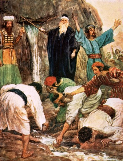 Musa kayaya çarpıyor by William Hatherell