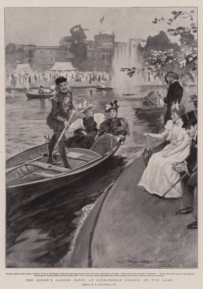 Göldeki Buckingham Sarayı'nda Kraliçe'nin Bahçe Partisi by William Hatherell