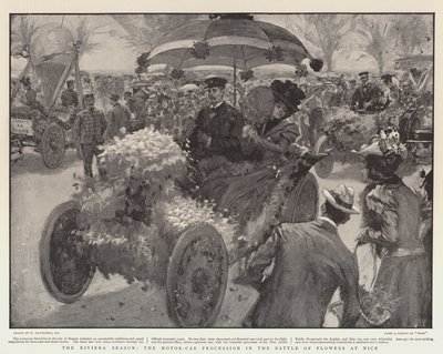 Riviera Mevsimi, Nice'deki Çiçekler Savaşında Motorlu Araba Alayı by William Hatherell