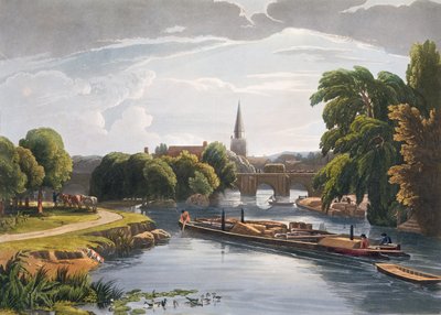 Abingdon Köprüsü ve Kilisesi, Genç Robert Havell (1793-1878) tarafından oyulmuş, 1818