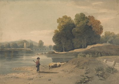 Oğlan ve Koyunlu Nehir Manzarası by William Havell