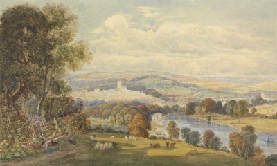 Totnes, Devon'un görünümü by William Havell