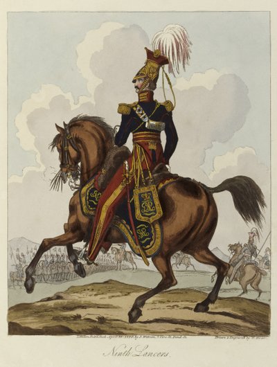 Dokuzuncu Hussars, 1820 (renkli aquatint) by William Heath