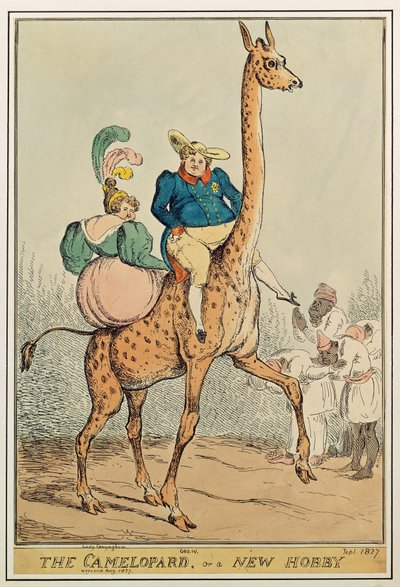 Camelopard veya Yeni Bir Hobi, 1827 (renkli gravür) by William Heath