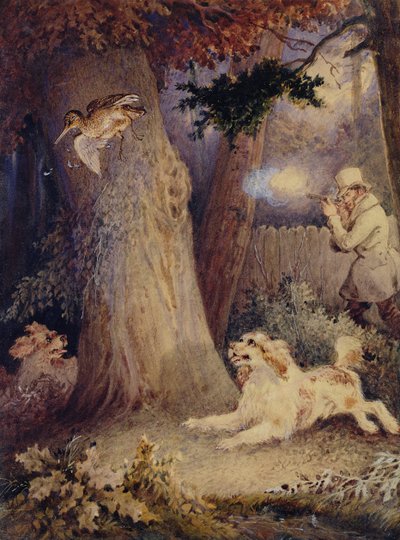Woodcock Shooting (kağıt üzerinde wc ve gövde rengi) by William Heath
