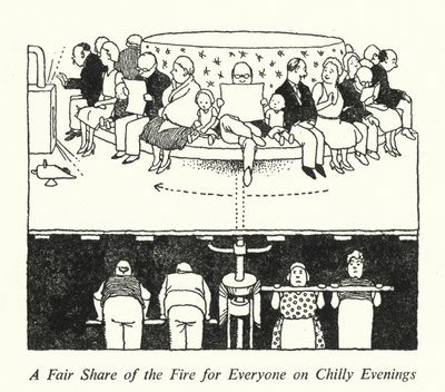 Soğuk Akşamlarda Herkes İçin Ateşten Adil Bir Pay (lito) by William Heath Robinson