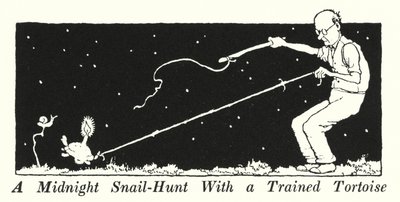 Eğitimli Kaplumbağa ile Gece Yarısı Salyangoz Avı by William Heath Robinson