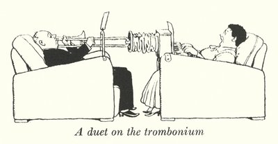 Trombon (lito) üzerine bir düet by William Heath Robinson