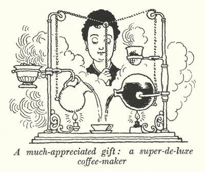 Çok takdir edilen bir hediye, süper lüks bir kahve makinesi (litho) by William Heath Robinson