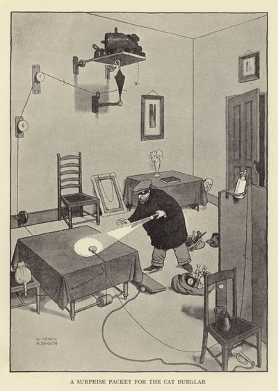 Kedi hırsızına sürpriz paket by William Heath Robinson