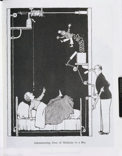 Bir Çocuğa İlaç Dozunun Uygulanması, 'Buluşlar'dan bir örnek by William Heath Robinson